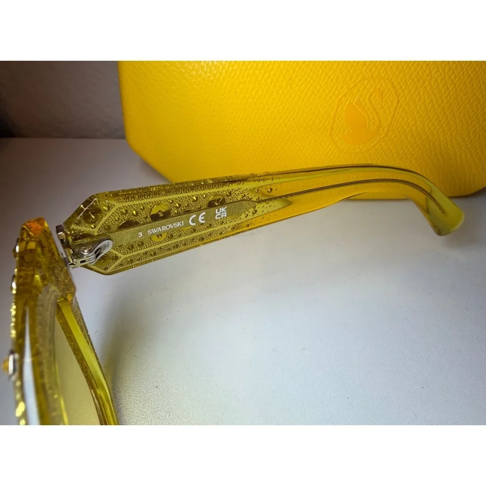 Swarovski SK380 Yellow Crystal Embellished Cat Eye Sunglasses 55-20-135